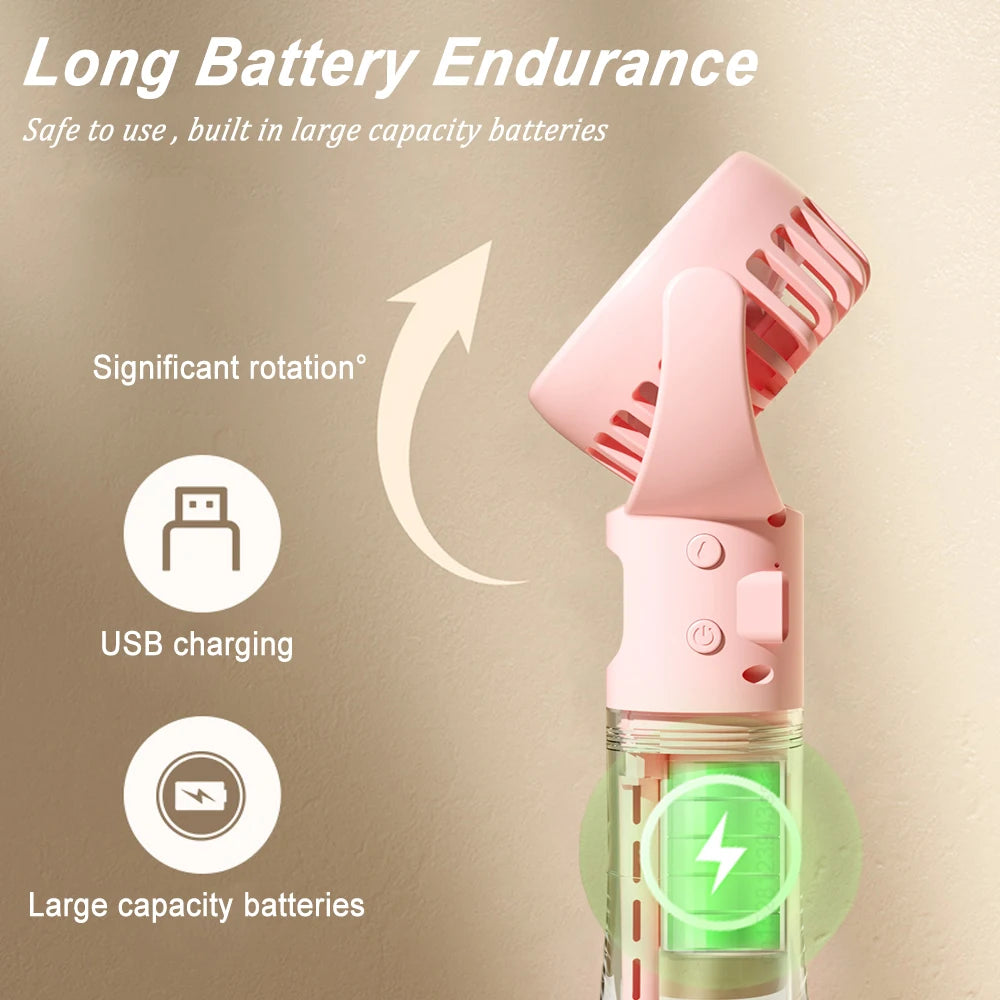 Portable Humidifier Fan Mini Water Mist Fan USB Rechargeable Mini Portable Handheld Fan with Humidifier Small Pocket Hand Fan